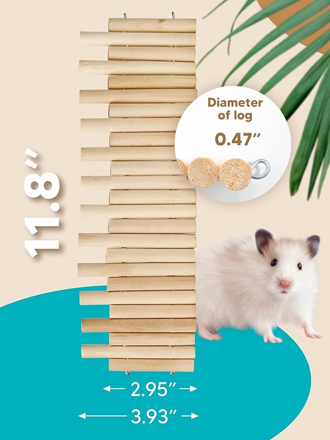 2PCS Wooden Hamster Fence, Bridge Cage Decor, Wooden Hamster Accessory 11.8in(3.93in High)