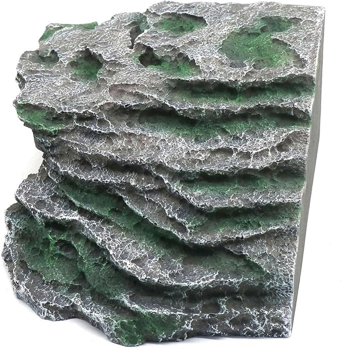 Large Reptile Hide Shale Scape Step Ledge, Reptile Cave Hideout, Bearded Dragons Accessories, Basking Rocks for Bearded Dragons (Large-B-11.8 * 9.8 * 5.3)