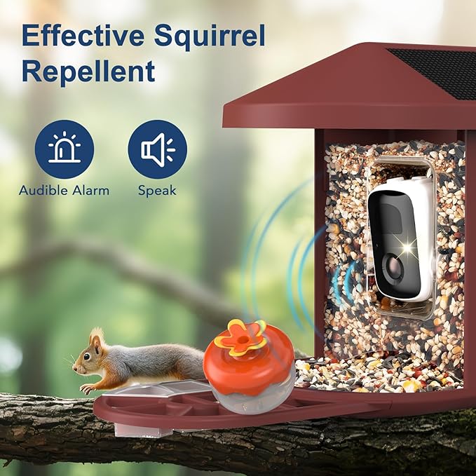 PeckCam® Bird Feeder with Camera with AI Identify 10000+ Birds Species, 3 Solar Panels, 2K Live View, Instant Arrival Alerts, Smart Bird House with Cam, Gift for Bird Lovers