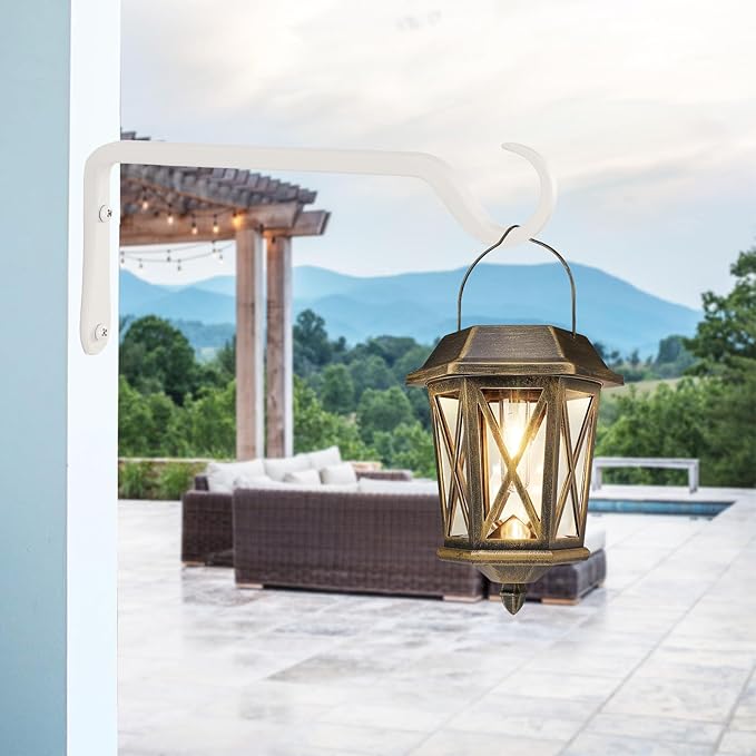 10" Plant Hangers 2-Pack - Heavy Duty Rust-Resistant Steel Hooks for Bird Feeders, Indoor/Outdoor Plants & Wall Decor, White