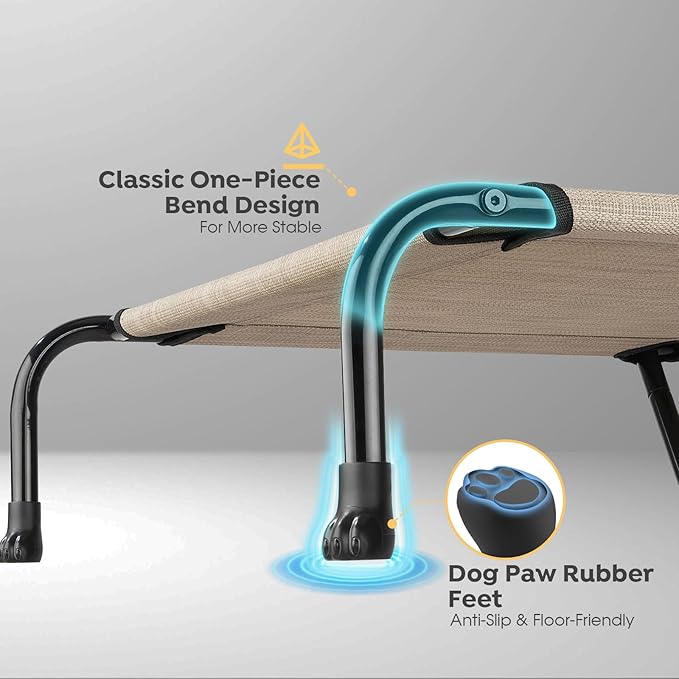 Veehoo Original Elevated Dog Bed - Outdoor Raised Cot for Small Dogs, One-Sided Raised Headboard Cooling Pet Sleeping Training Cot, Non-Slip & Breathable, M, CWC2417A