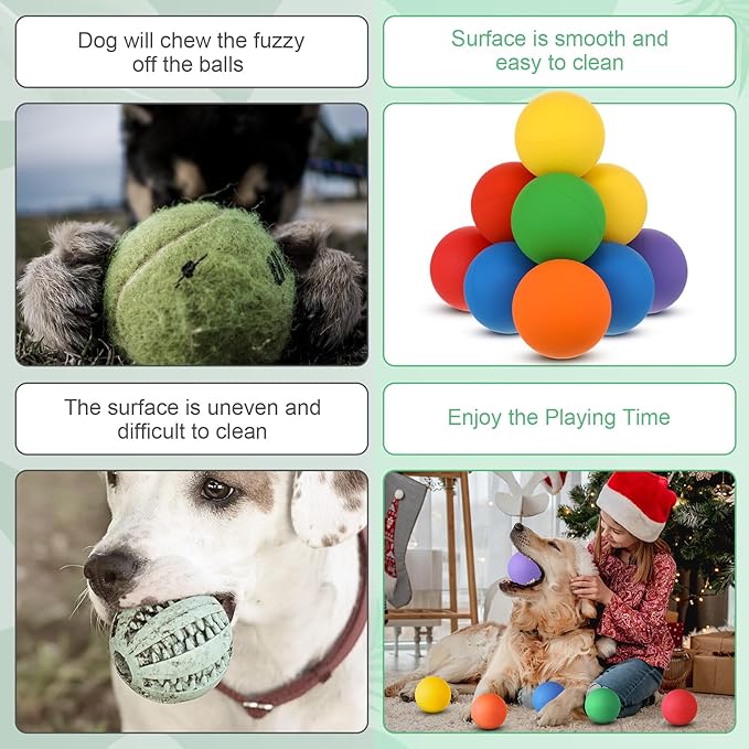 Shappy 12 Pieces Rubber Dog Tennis Balls for Dog Colorful Catching Pet Balls for Fetch Training 2.4 Inch Interactive Bounce and Floatable Toy for Park Beach