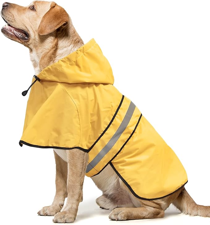 Waterproof Dog Raincoats - Hooded Raincoats for Dogs, Adjustable Reflective Dog Rain Coat, Windproof Dog Rain Jacket Pet Rain Slicker Poncho for Small, Medium, Large Dogs (Small, Yellow)