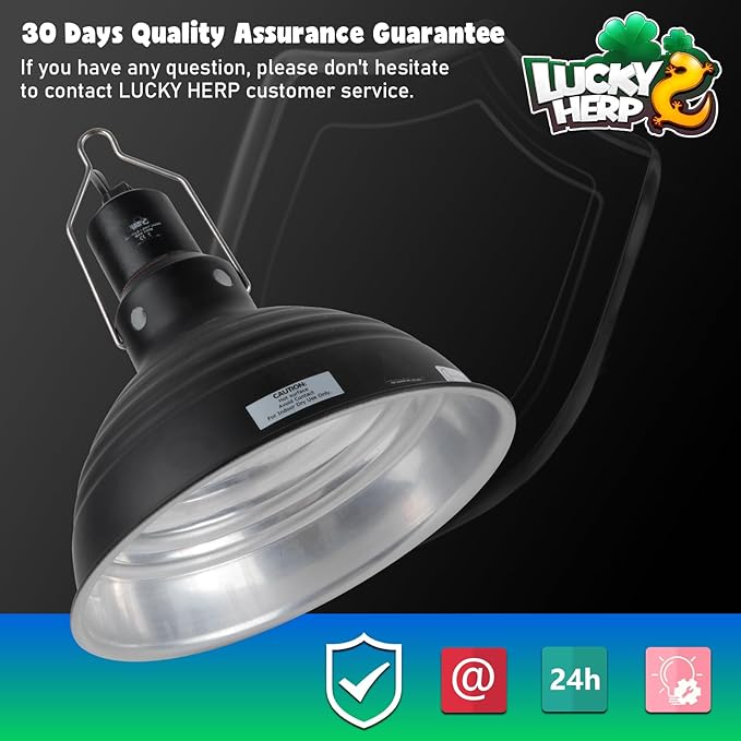 LUCKY HERP Reptile Light Fixture 8.1inch- Lightweight Aluminum Reflector Dome Reptile Light Fixture, Reptile Heat Lamp Fixture for UVB Light Bulb Basking Bulb Heat Bulb