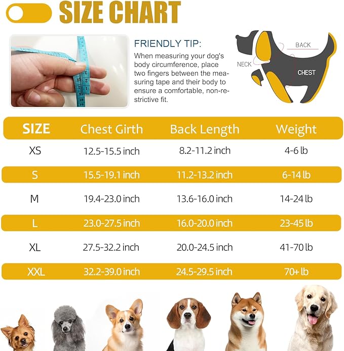 Recovery Suit for Dogs After Surgery, Professional Dog Surgical Suit for Female Spay, Male Neuter, E-Collar & Cone Alternative Dog Onesie for Abdominal Wounds Skin Disease, Yellow, L