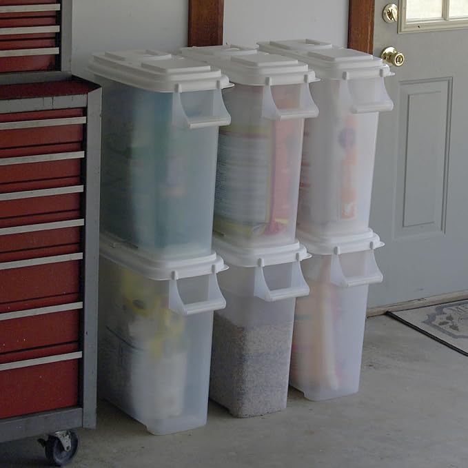 Buddeez Pet Food Storage Dispensers Plastic 4 Gallon - Airtight Flip Top for Freshness - Dry Dog Food, Cat Food or Bird Seed Plastic Containers (Set of 2)