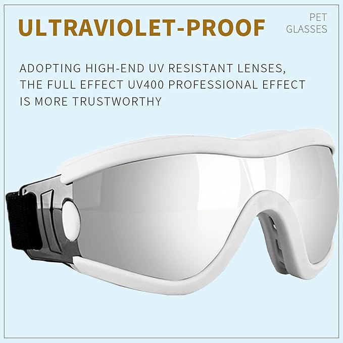 Small Dog Sunglasses with Adjustable Strap UV Protection, Winproof Puppy Sunglasses, Suitable for Dogs Eyes Protection,Soft Dog Goggles