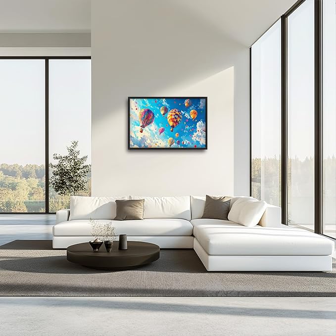 Hot Air Balloon Large Wall Art for Living Room, Framed Oversized Hot Air Balloon Wall Decor Colorful Sky Canvas Painting Modern Artwork for Living Room Bedroom Office Dinging Room 36"x24"