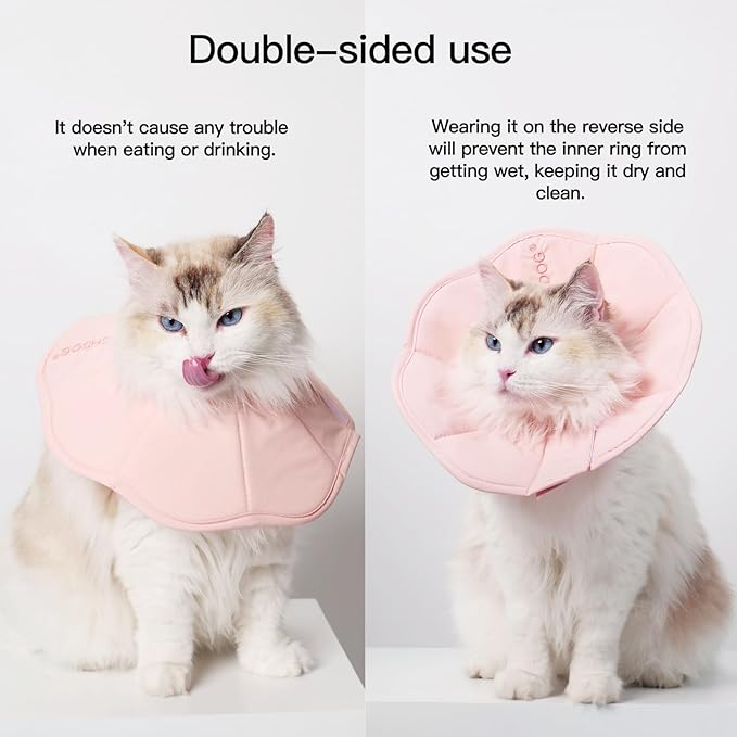 Touchdog Foldable Dog Cone Collar for Cats & Dogs - Adjustable Soft Recovery Collar with Waterproof PU Coating, Lightweight Design, 24.5cm/9.6in Wide Barrier (Pink, S)