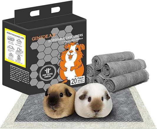 Guinea Pig Bedding, Disposable Guinea Pig Cage Liners, Charcoal Odor Controlling Absorbent Waterproof Pee Pads for Rabbits, Hamster and Other Small Animals. 24''x47''(for Midwest),20 Count