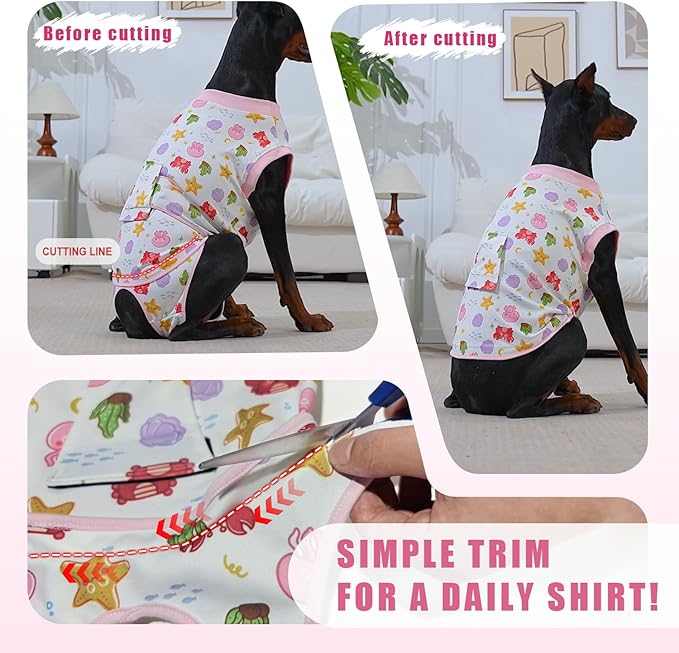 Recovery Suit for Dogs After Surgery, Professional Dog Surgical Suit for Female Spay, Male Neuter, E-Collar & Cone Alternative Dog Onesie for Abdominal Wounds Skin Disease, Jellyfish, S