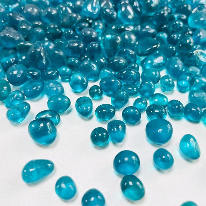 0.88LB Blue Green Fish Tank Gravel Aquarium Glass Stones Sea Glass Pebbles Aquarium Gravel Rocks Fish Tank Rocks, Beads Pebbles Rock Sand Glass Gems Stones for Vase Filler Turtle Fish Tank Decoration