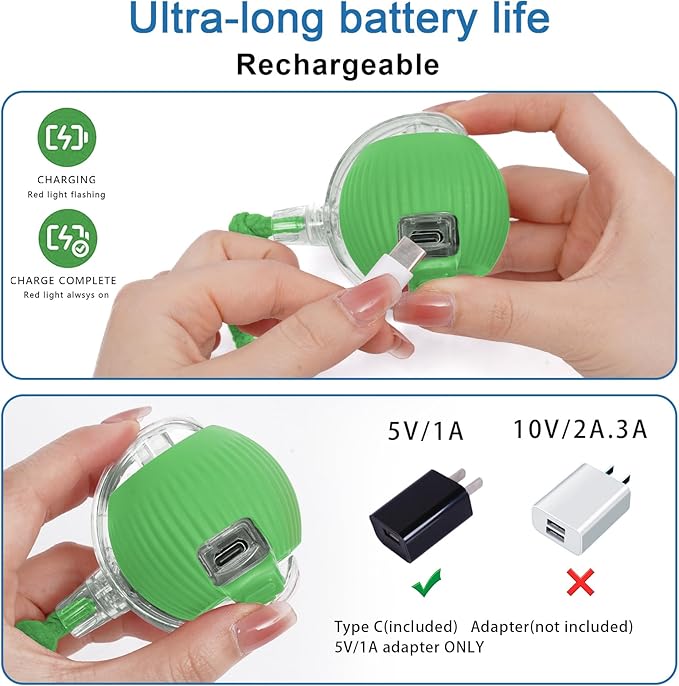 Interactive cat Toys for Indoor Cats, Speedy Tail 3.0 Cat Toy, Motion Activate cat Toy Ball,Automatic Toys for Bored Indoor Cats, Speedy Tail 2.0 Cat Toy, Rechargeabl(Green)