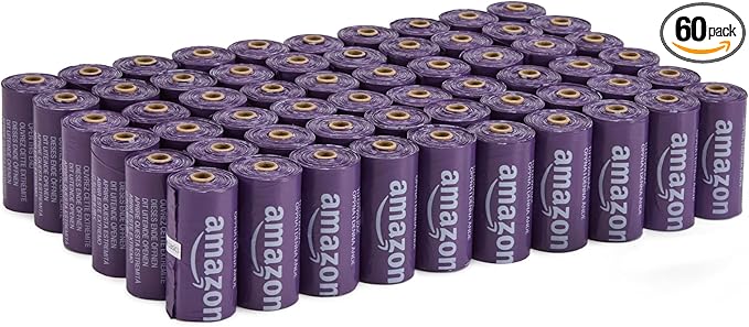 Amazon Basics Premium Lavender Scented Standard Dog Waste Bags, 900 bags,15 Count (Pack of 60)
