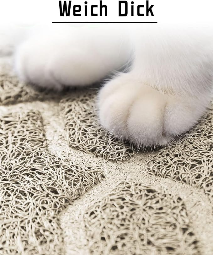Yimobra Cat Litter Mat, 35.4"x23.6" Litter Box Mat with Litter Lock Mesh, Soft Cat Litter Mat Litter Trapping Mat, Easy to Clean, Non-Slip, Water Resistant, Litter Free Floors, Beige