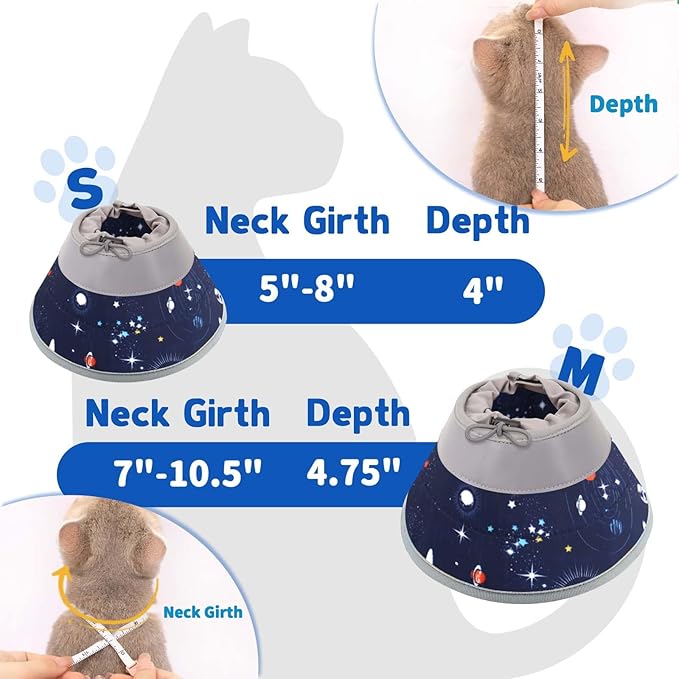 Cat Cone Collar Soft, Comfortable Cat Recovery Collar Pet Cone for Small Large Cats, Lightweight Elizabethan Collar for Cats Kittens After Surgery Prevent from Licking Wounds, Star, M