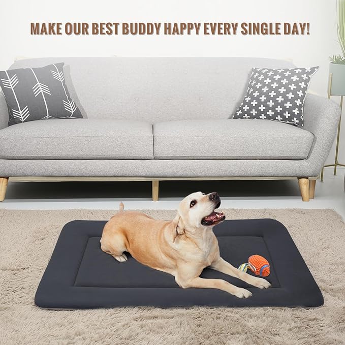 Magic Dog Bed - Soft Crate Pad Mat for Medium/Large Dogs, 36 Inch Machine Washable Kennel Pad with Non-Slip Bottom, Dark Gray