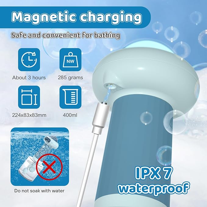 Electric Dog Shampoo Dispenser,IPX7 Cat Shampoo Sprayer,Pet Bath Supplies Automatic Foaming Shampoo Dispenser for Dog Deep Cleaing,Kitchen Sink,Bathroom Blue