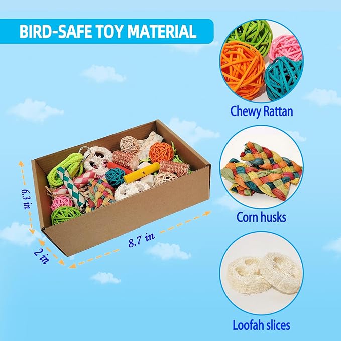 bird toys,Colorful Parrot Foraging and Tearing Toy Box - Suitable for chewing and foraging of long tailed parrots, Quaker parrots,cockatoos, Sun Conure, and other small and medium-sized parrots