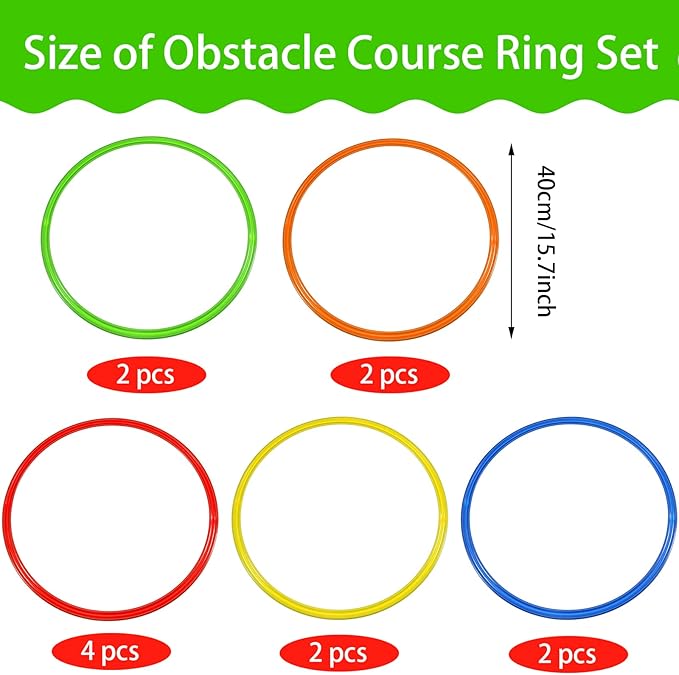 Libima Obstacle Course Ring Set Exercise Hoop Large Hoop Plastic Toys Playground Toys for Gymnastics Practice Party Games Educational Activities Holiday Decor, 5 Colors(24 Pcs,15.8 Inch)