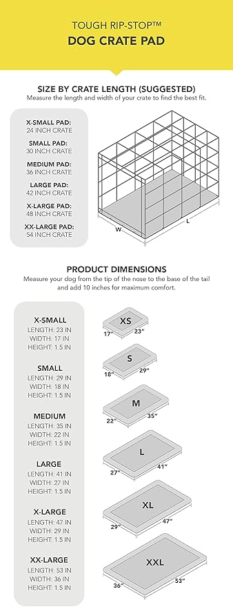 K9 Ballistics Tough Ripstop Dog Crate Pad - Durable & Machine Washable with Non-Skid Bottom and 120-Day Warranty, Fits 54" Wire Crates - XX-Large, Sandstone