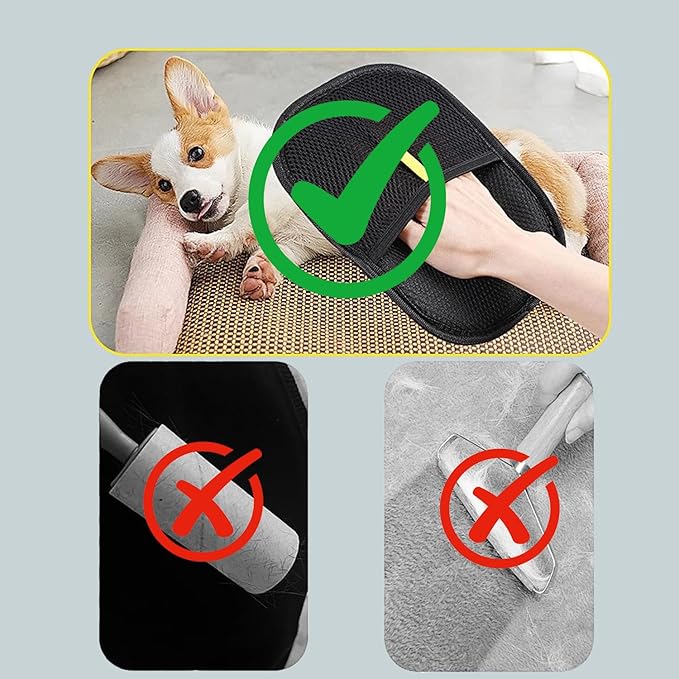 2 Pcs Pet Hair Removal Gloves for Dogs & Cats, Electrostatic Glove for Pet Hair, Cat Grooming Gloves for Hair Removal,Reusable Cat & Dog Hair Remover for Couch, Furniture, Carpet, Curtain