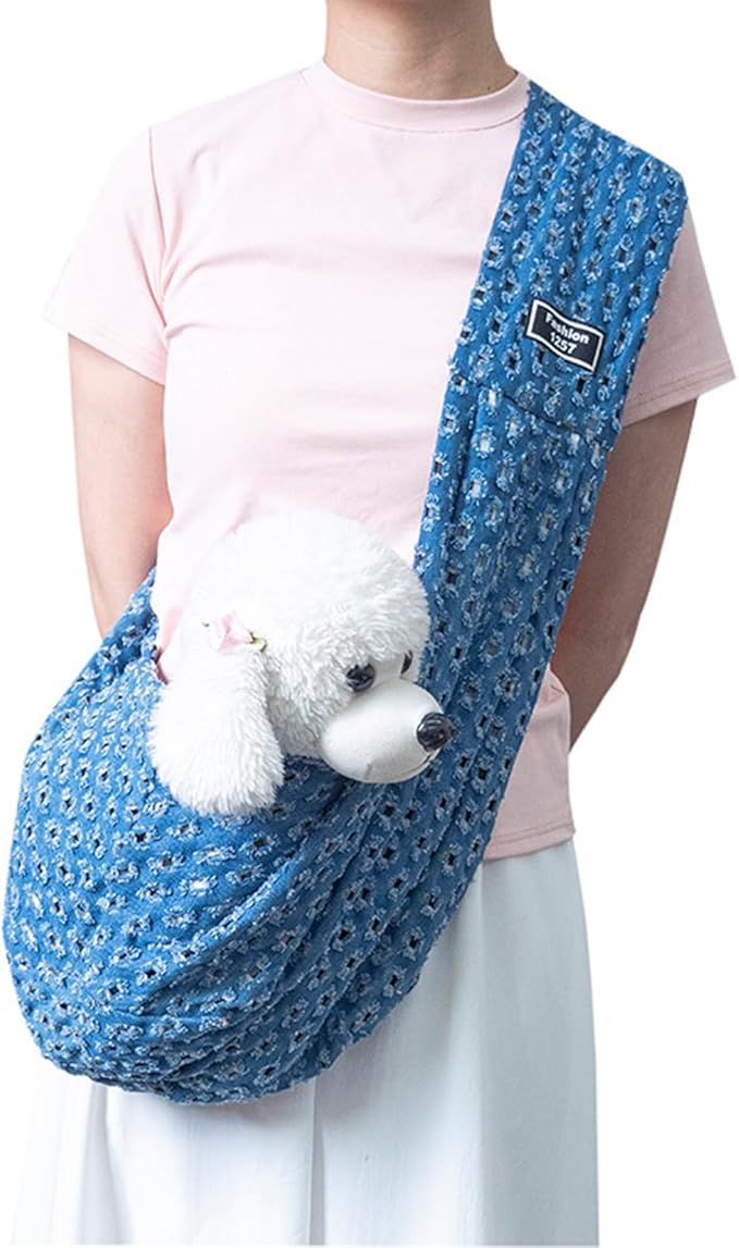 Dog Carrier Purse,Denim - Style Pet Carrier Bag,One-Shoulder Chest Crossbody Bag for Cat and Small Dog