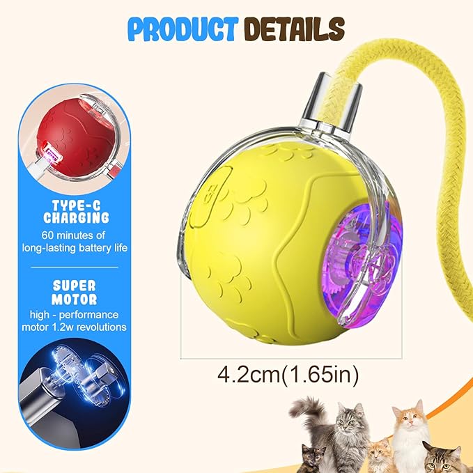 Interactive Cat Toy Balls, 2025 New Cat Toys for Bored Indoor Adult Cats Peppy Pet Ball for Cats (Red)