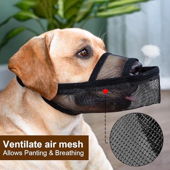 Crazy Felix Nylon Dog Muzzle for Small Medium Large Dogs Dachshund Beagle Poodle Labrador, Air Mesh Breathable and Drinkable Pet Mouth Cover for Anti-Biting Chewing Scavenging(Black,S)