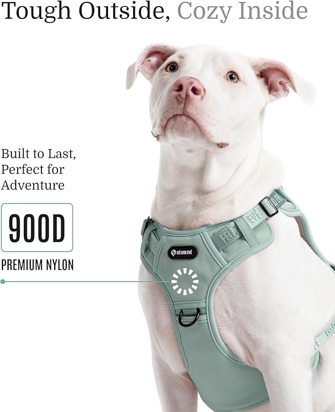 2025 New Edition, Fei & Eve MagEase Dog Harness - 3-Second Magnetic Buckles | 3-Point No-Pull Control | Heavy-Duty 900D Nylon | Dual Safety Handles | Breathable Mesh | Adjustable Fit | Large, Green