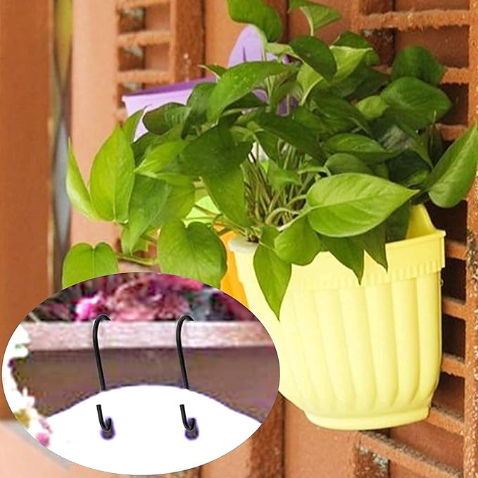 HiGift 6 Inches Large S Hooks Heavy Duty, Black S Shaped Fence Hanger Hooks for Hanging Plants,Wind Chimes,Gardening Tools,Lights,Pool Equipment,Bird Feeder,Bird House,Indoor Outdoor Use - 4 Pack