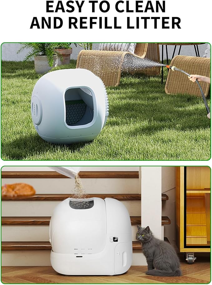 PETKIT PuraMax 2 Automatic Self-Cleaning Cat Litter Box, App Control Scoop-Free Litter Box with Safety Sensors, Odor Free & Anti-Leakage Basic Bundle Includes Trash Bags,2.4G WiFi & Low Entrance