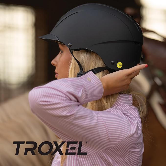 Troxel Spirit MIPS Technology Full Coverage Horse Riding Helmet, Horseback Riding Gear for Equestrians, Extra Small/Youth (6-1/4-6-1/2), Black Duratec