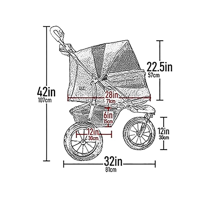 Pet Gear No-Zip AT3 Pet Stroller for Cats/Dogs, Zipperless Entry, Easy One-Hand Fold, Jogging Tires, Removable Liner, Cup Holder + Storage Basket, 1 Model, 2 Colors