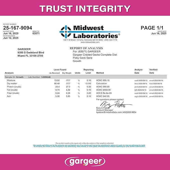 'Picky Geck' Growth - Premium Crested Gecko Food | High-Protein Fruit Formula for Bone & Muscle Support | No Fillers - Only Premium Ingredients | 2oz | Made in USA. Enjoy !