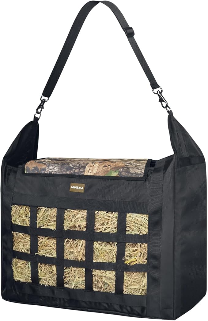 Hay Bag for Horses,Slow Feeder for Horse/Donkey/Goat, Premium 1680D Oxford Cloth,Easy to Fill and Hang with Extra Large Opening(Camo)