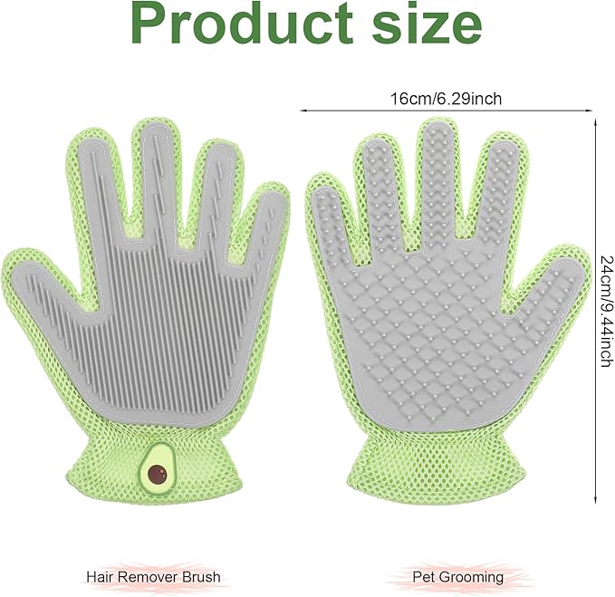 2 in 1 Pet Grooming Glove for Cats & Dogs, Efficient Deshedding Brush Pet Long Short Fur Removal Glove, Gentle Massaging Puppy Kitten Bathing Grooming Brush Tool, Easy Clean Floating Hair Mitt