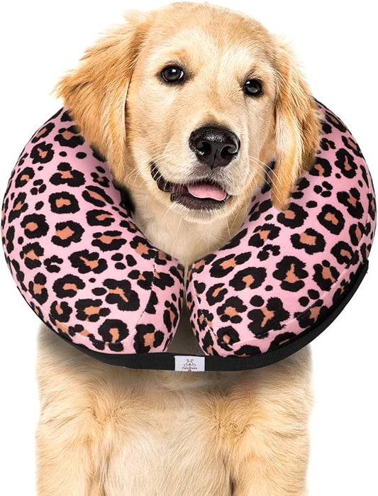 CuteBone Inflatable Dog Neck Donut with Removable Soft Fleece Covers for Small/Medium/Large Dogs and Cats After Surgery GWB10XL
