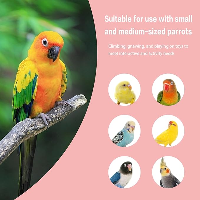 Bird Cage Accessories - Cockatiel Toys Bird Rope Perches Swing Suitable for Parakeet Conure Cockatiel Mynah Love Birds Finches(Pink)