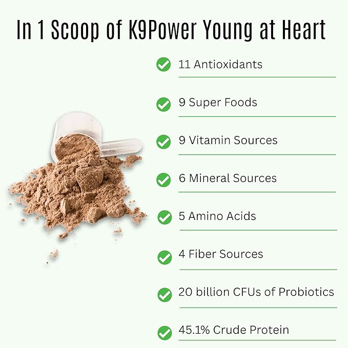 K9 Power Young at Heart Senior Dog Multivitamin 1 lb – Advanced Supplement for Seniors – Supports Brain, Heart, Vision, Joint Health, and Mobility