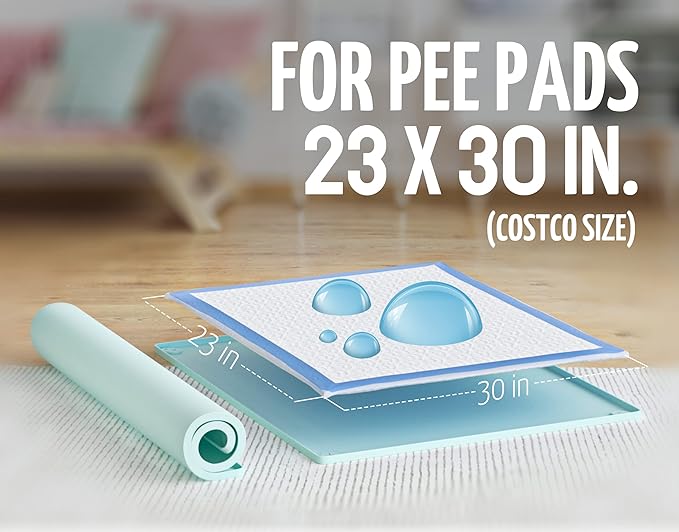 TidyFriend 3 Pk Pee Pad Holder Tray for 30” x 23” Pee Pads with Corner Lock Holes, Raised Edges, Non-Spill, Easy to Clean Silicone Dog Potty Tray Holder, For Indoor Floor Protection (Turquoise)