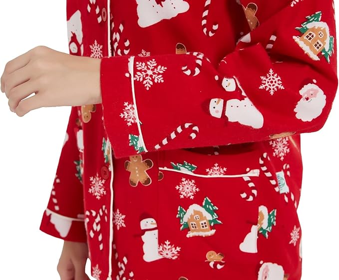 GLOBAL Flannel Pajamas for Women 2-Piece Comfy and Cozy Flannel Pj Set Cotton Loungwear
