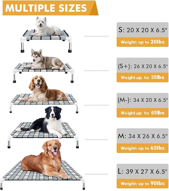 Elevated Outdoor Raised Dog Bed Outdoor Dogs Bed Lifted Pet Bed Dog Cot for Pet Taste Life, Start with A Pet Bed 26'' x 20'' x 6.5''