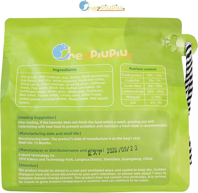 Garden Fruit & Vegetable Hamster Food Mix Natural Small Pet Food Made for Hamsters 1LB Critical Care Healthy Dwarf Hamsters Feed New Packaging