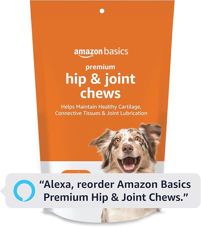 Amazon Basics Premium Dog Hip & Joint Supplement Chews with EPA and DHA, Chicken Liver Flavor, 120 Count (Previously Solimo)