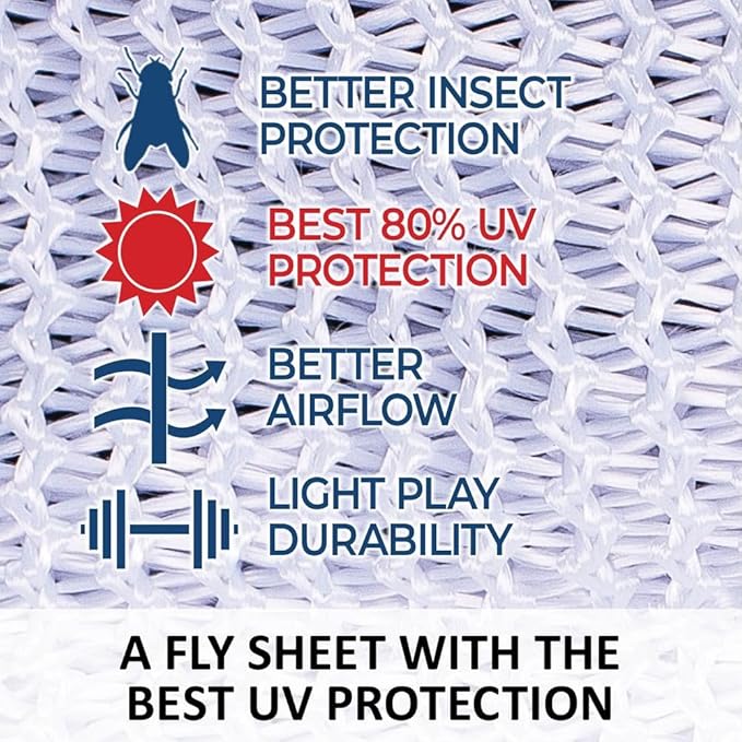 Schneiders Soft Interlock Mesh II Attached Neck Euro Bellyband Leg Shield Horse Fly Sheet | 80% UV Protection | SilverTek Lining