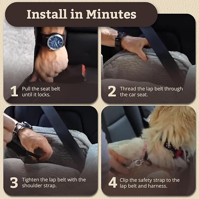 Snoozer Lookout I Car Seat - Dog Car Seats for Small Dogs, Puppy Booster Bed for Small & Medium Sized Pets Up to 25 Lbs, Elevated, Washable - Medium, Birch Diamond