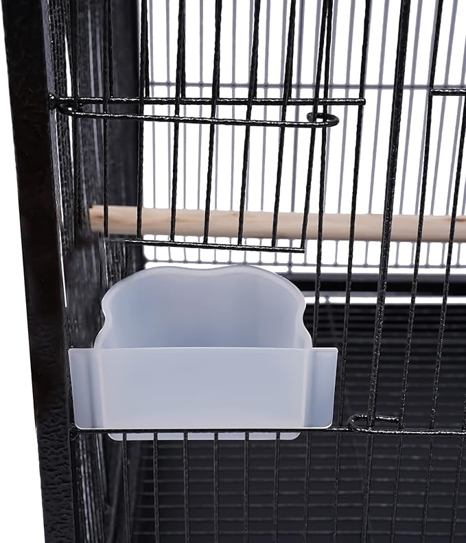 40-Inch Wrought Iron Bird Cage with Open-Top and Rolling Stand, Movable Parrot Cage Pet Bird Flight Cage, 360 Degree View Spacious Interactive Roof Pet Bird House for Medium&Small Birds