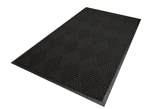M + A Matting 208540412 WaterHog Diamond | Commercial-Grade Entrance Mat with Rubber Border – Indoor/Outdoor, Quick Drying, Stain Resistant Door Mat (Charcoal, 12.2' Length x 4' Width)