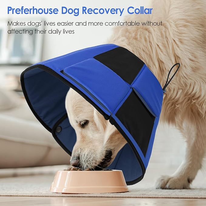 Soft Dog Cone for Large Dogs, Cone for Dogs to Stop Licking, Breathable Pet Surgery Collar Cone for Extra-Large Pets, Blue XL